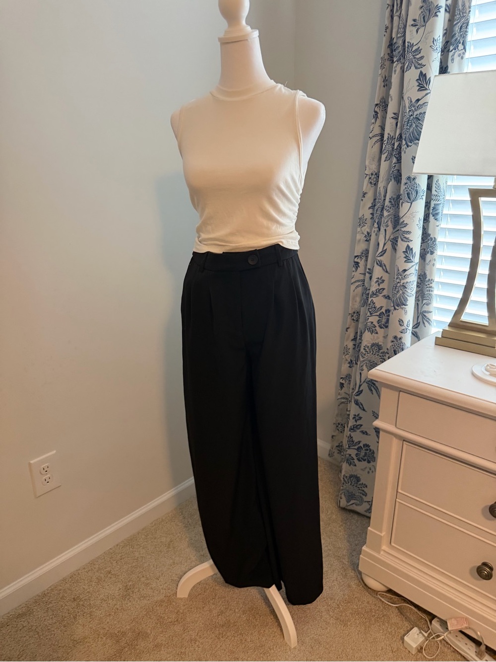 Princess Polly Black Straight-Leg High-Waist Trousers